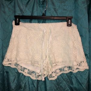 White lace shorts